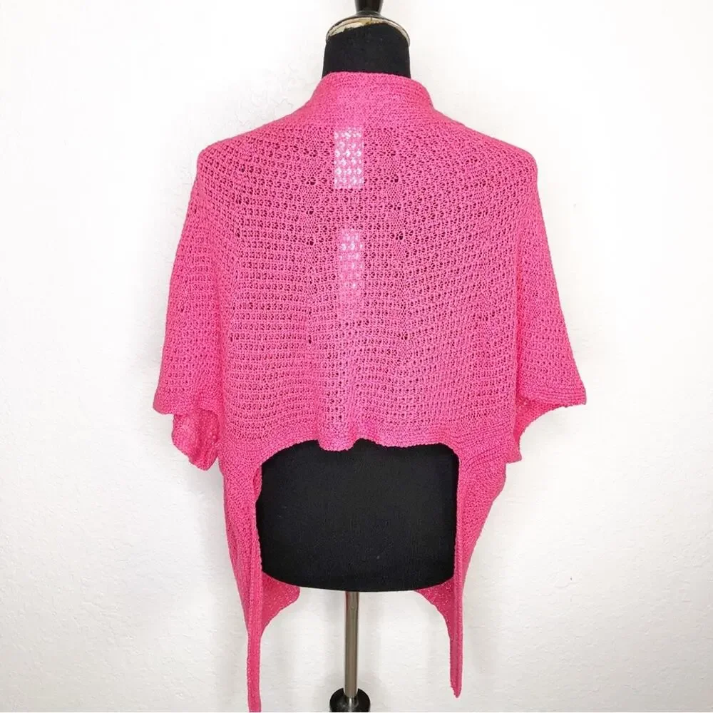 Chico’s bright pink lightweight knit wrap sweater size Small / Medium S/M NWT